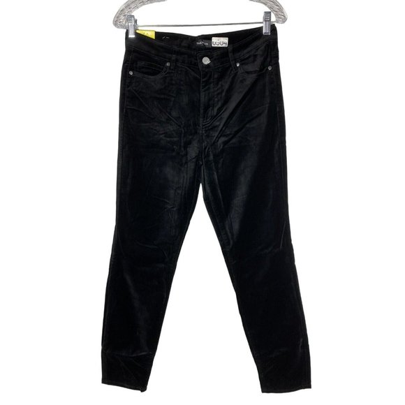 Well Worn Womens High Rise Luxe Velvet Tapered Pant 5 Pockets Size 6/28 Black - Picture 1 of 9